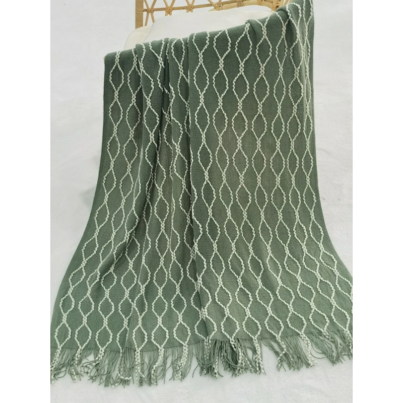 Two-tone lozenge air conditioning sofa knit blanket